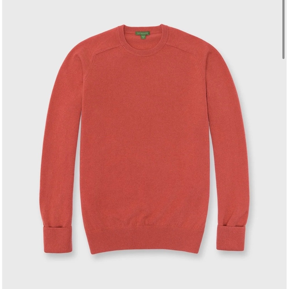 Sid Mashburn Cashmere Classic Crewneck Sweater Mens M Carmine Red Orange Luxury